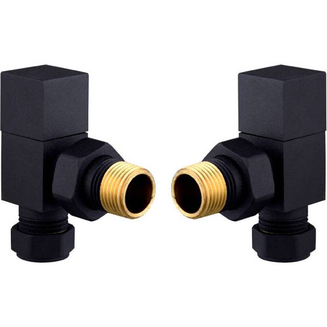 Warmehaus - Square Angled Towel Rail/Radiator Valves Black