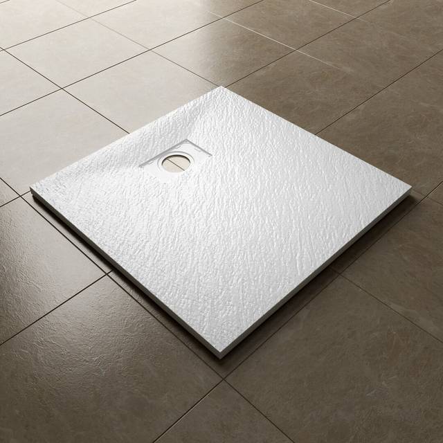 Staples Stone Standard Shower Tray - White (40mm H x 1000mm W x 800mm D)