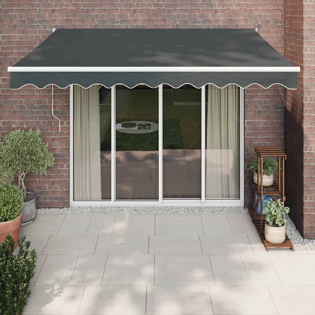 vidaXL Retractable Awning Canopy Anthracite 3.5x2.5 m Fabric and Aluminium