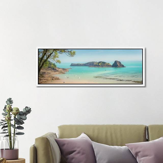 Saint Jacut De La Mer Panoramic 1PC6 - White Framed (40.64cm H x 121.92cm W)