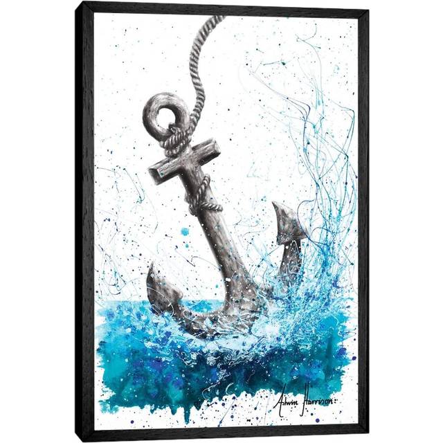 Drift and Anchor by Ashvin Harrison - Graphic Art Print on Canvas - Black Framed (152.4cm H x 101.6cm W x 3.81cm D)