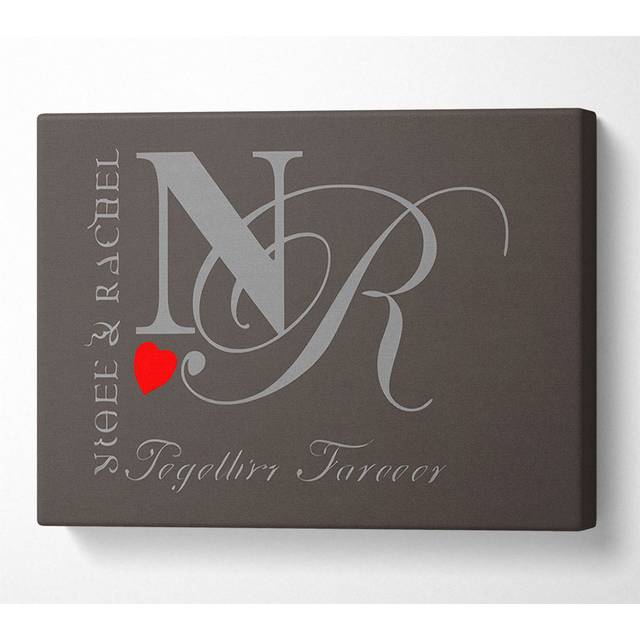 Your Names And Initials Together Forever Chocolate - Wrapped Canvas Art Prints - Multicolour (101.6cm H x 142.2cm W x 10cm D)