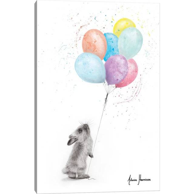 The Bunny and the Balloons by Ashvin Harrison - Wrapped Canvas Art Prints (30.48 cm H x 45.72 cm W)