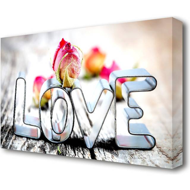 'Valentines Day Love Rose' Textual Art Print on Canvas (50.8 cm H x 81.3 cm W)