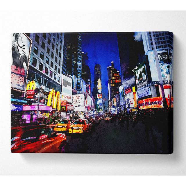 New York Night At The Theatre - Wrapped Canvas Art Prints - Multicolour (66cm H x 106.6cm W x 10cm D)