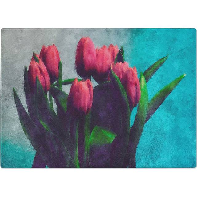 Tempered Glass Bouquet of Red Tulips Chopping Board (28.5 cm x 39 cm)