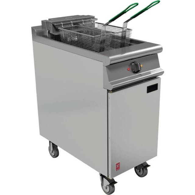 Falcon Dominator Plus Twin Basket Fryer with Filtration &amp; Fryer Angel on Castors