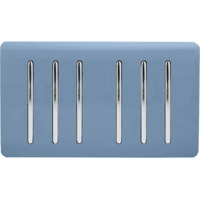 Trendi Artistic Modern Glossy 6 Gang 1 Way Rocker  Double Plate Tactile Light Switch Sky