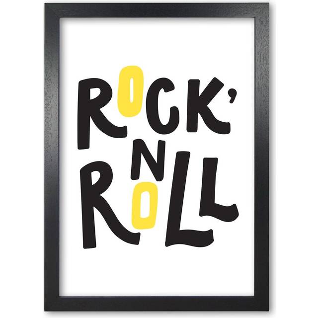Rock 'N Rol - Typography Print on Paper - Black Grain Frame (30 cm H x 21 cm W x 5 cm D)
