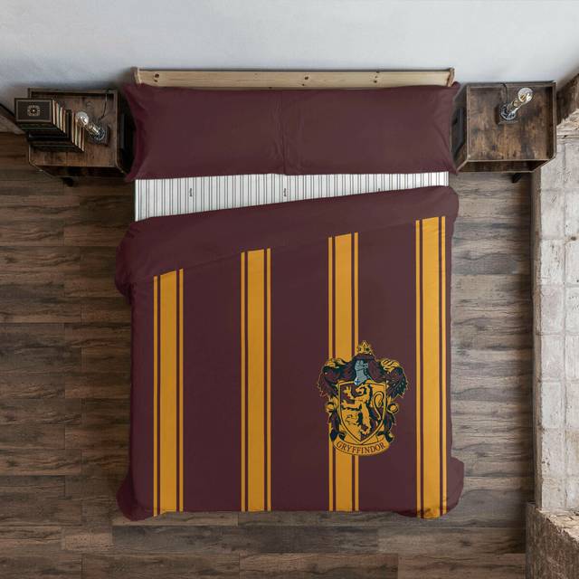 BELUM | Påslakan Harry Potter, påslakan med knappar 100% bomull, randig, modell Gryffindor, för 80 cm säng (140 x 200 cm)