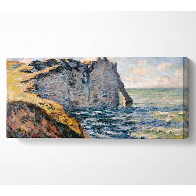 Monet The Cliff Of Aval At Etretat - Wrapped Canvas Art Prints - Multicolour (50.8cm H x 121.9cm W x 10cm D)
