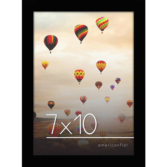 Americanflat 7x10 Picture Frame in Black - Engineered Wood with Shatter-Resistant Glass and Easel - Horizontal and Vertical Formats for Wall and Table