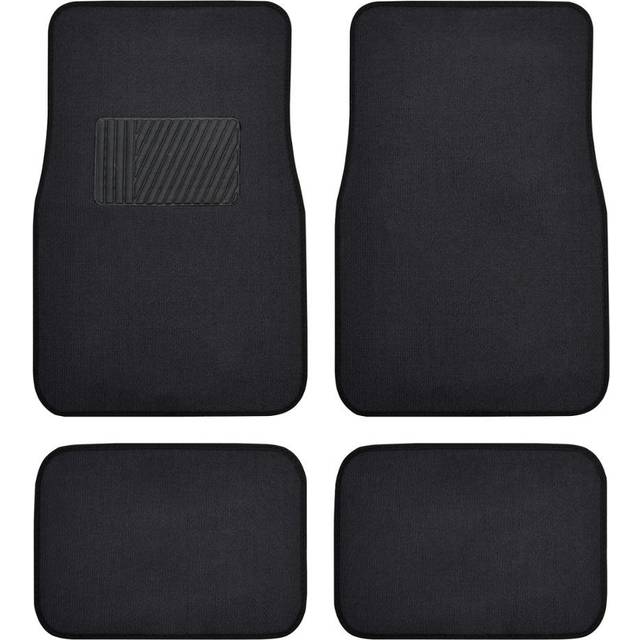 BDK MT-100-BK Classic Carpet Floor Mats for Car & Auto - Universal Fit -Front & Rear with Heelpad (Black)