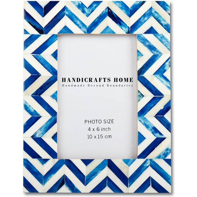Handicrafts Home 4x6 Picture Frames Photo Frame Chevron Herringbone Vintage Wooden Blue