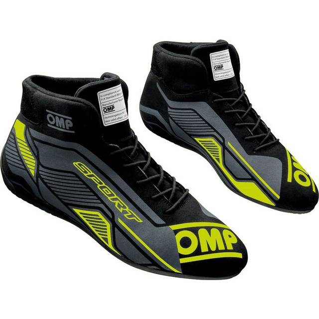 OMP Sport Race Boots - Colour: Black / Fluro Yellow, Size: UK 4 / Eur 37