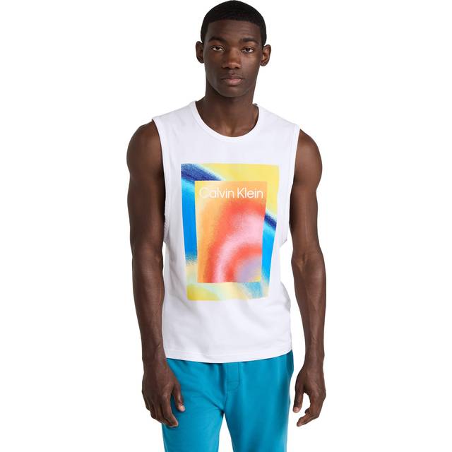 Calvin Klein Men's Reimagined Heritage Pride Muscle Tank  White  Mediu
