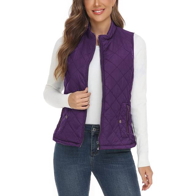 YESLIFE 2023 Purple Women's Outwear Quilted Vest With One Inside Pocke