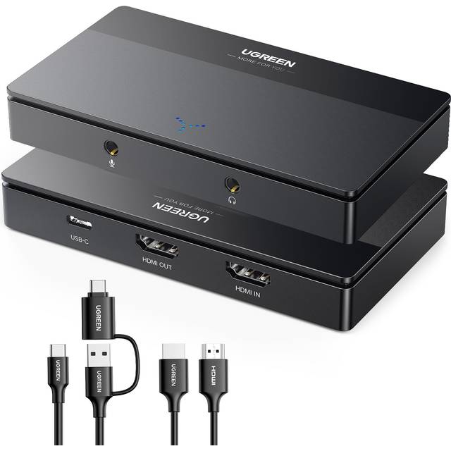 UGREEN 4K Video Capture Card, HDMI till USB Type C Video Grabber 1080P 60fps för Gaming Live Streaming Video Recorder, kompatibel med Switch PS5 PS4 Xbox iPad DSLR Camera MacBook Laptop PC Phone