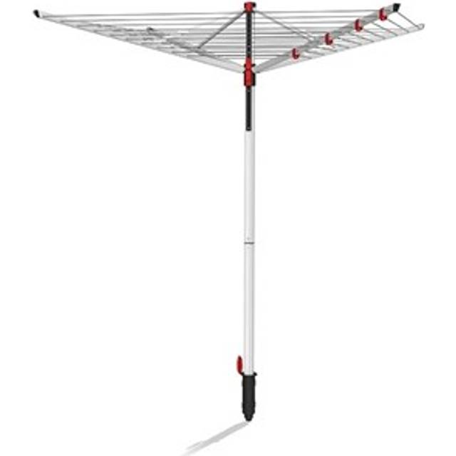 Vileda Sun-Lift Compact tvättspindel, 40 m linnelängd, justerbar höjd 1,55–1,72 m, Easy-Lift-system, inklusive 8 klädhängare, golvhylsa, UV-beständigt skyddsfodral, färg grå, eko-förpackning
