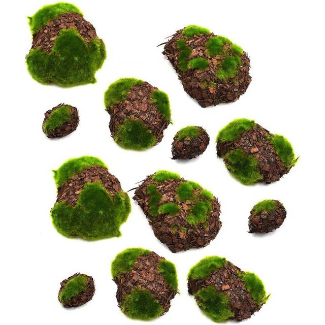 12 PCS Rocks Decorative,Artificial Rock, Moss Decor for Garden Decor DIY Floral Arrangements