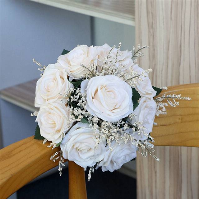 6X Bridal Bouquets for Wedding, Artificial Flower Bouquet Bride Bridesmaid Holding Flower, Flower Girl Bouquet