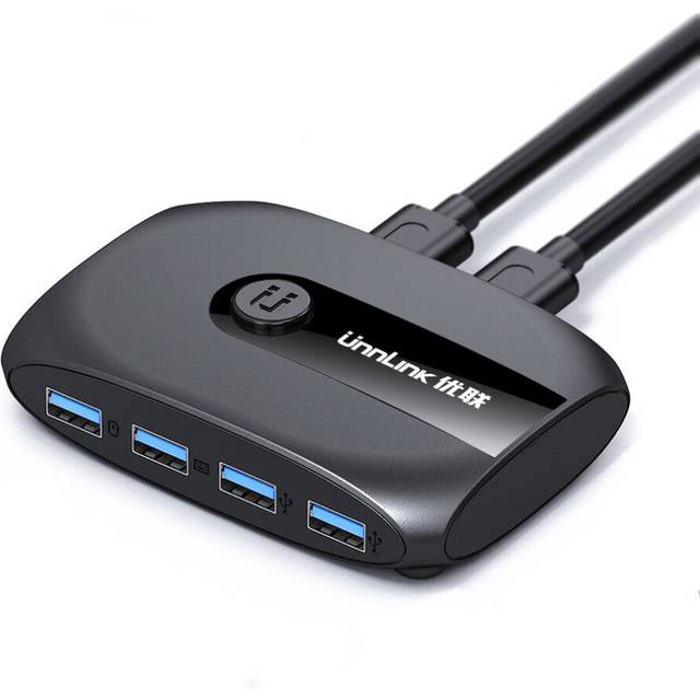 USB 3.0 KVM Switch Selector 2 Port PCs Share 4 USB Devices Hub Keyboard Mouse U Disk Printer for Computer PC Laptop