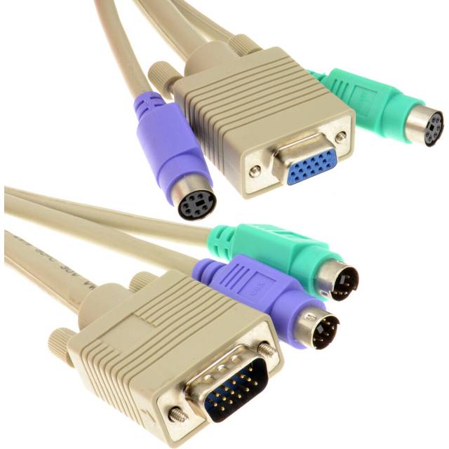 kenable KVM Extension Cable Male To Female SVGA And PS 2 Cable Lead 2m