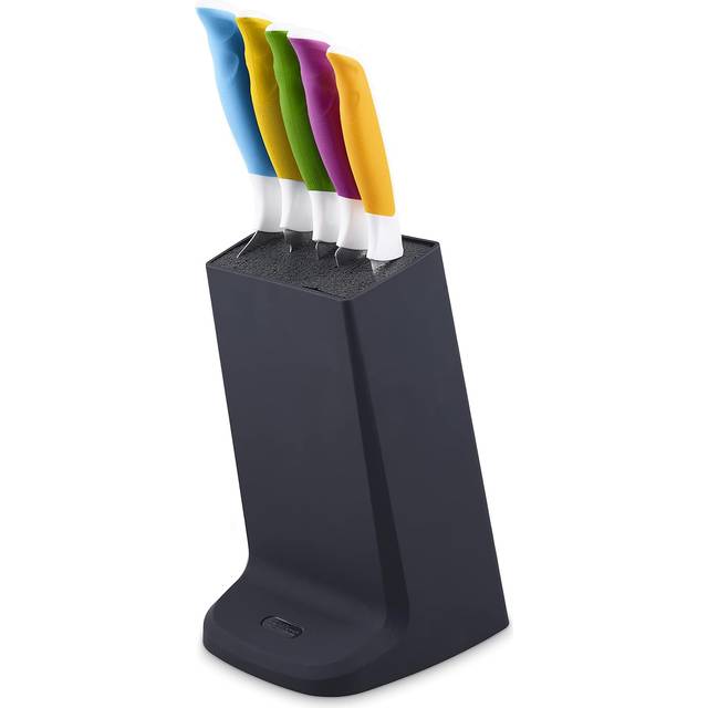 E920247 Comfort 5 Piece Knife Block Set, Multiple Sizes, Japanese Stainless Steel, Multicolour/Black, Knife Block Set with 5 x Kitchen Knives,