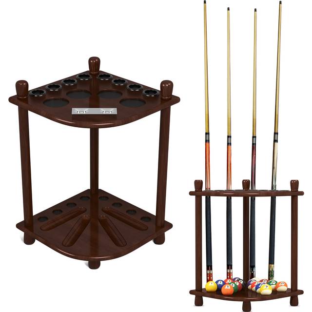 ISZY Billiards Pool Stick Holder - Cue Rack Only - Wood Stand Holds 8 Billiard Sticks, a Full Set of Balls & Includes 4 Score Counters - Pool Accesso