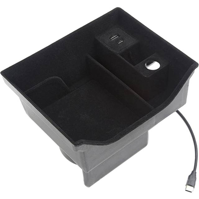 for Y 2021 Central Armrest Storage Box with USB Charging Port and Press Type Cup Holder, Flocking