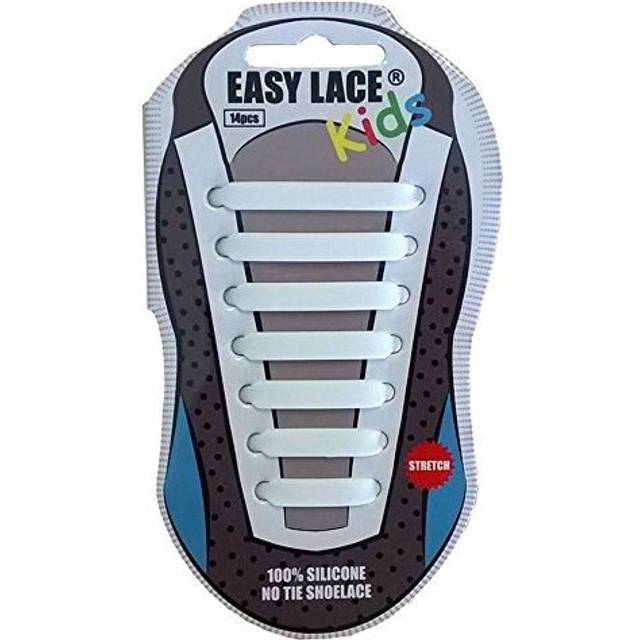 (White) Easy Lace Kids No Tie Elastic Silicone Slip On Shoelaces 14 Pieces