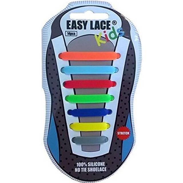 (Rainbow) Easy Lace Kids No Tie Elastic Silicone Slip On Shoelaces 14 Pieces