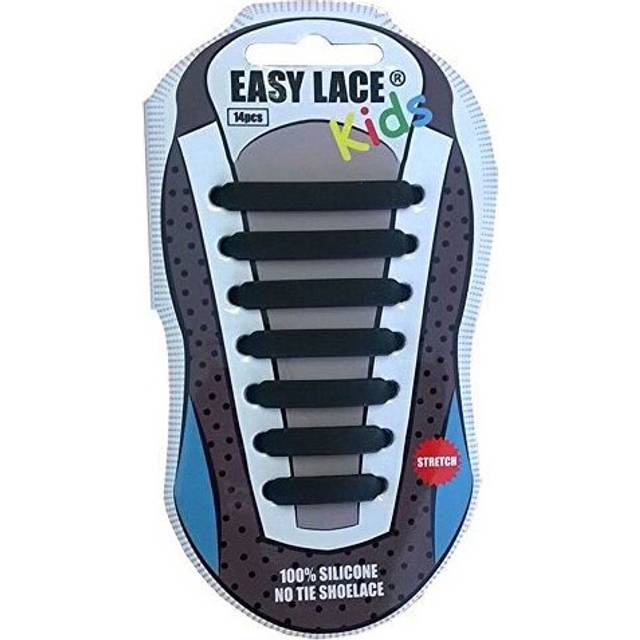 Genuine uk easy lace kids no tie elastic silicone slip on shoelaces 14 pcs-black