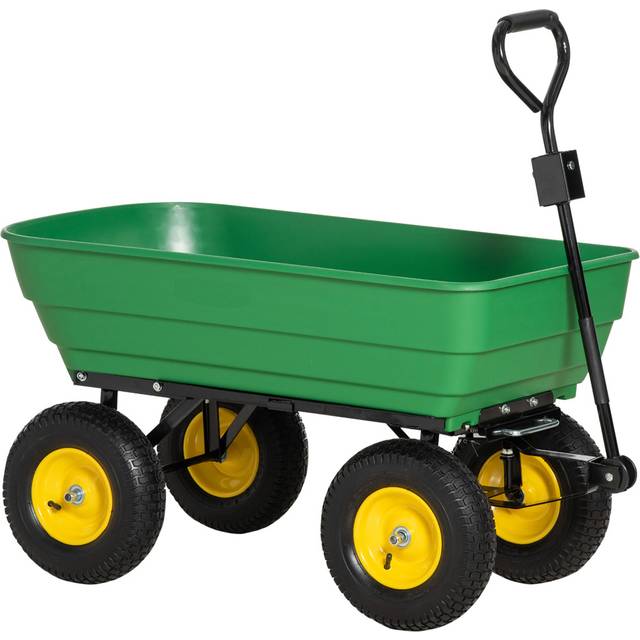 Outsunny Green Heavy Duty Trolley Garden Cart 125L