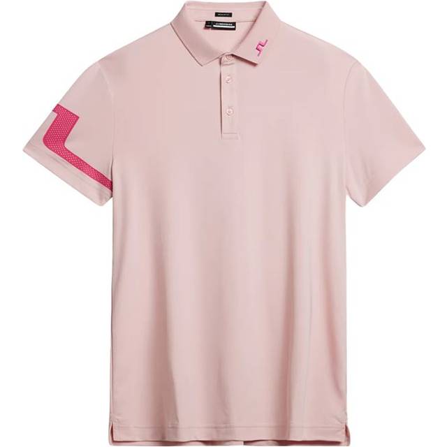 (S, Powder Pink) J.Lindeberg Mens Heath Regular Fit 4-Way Stretch Golf Polo Shirt
