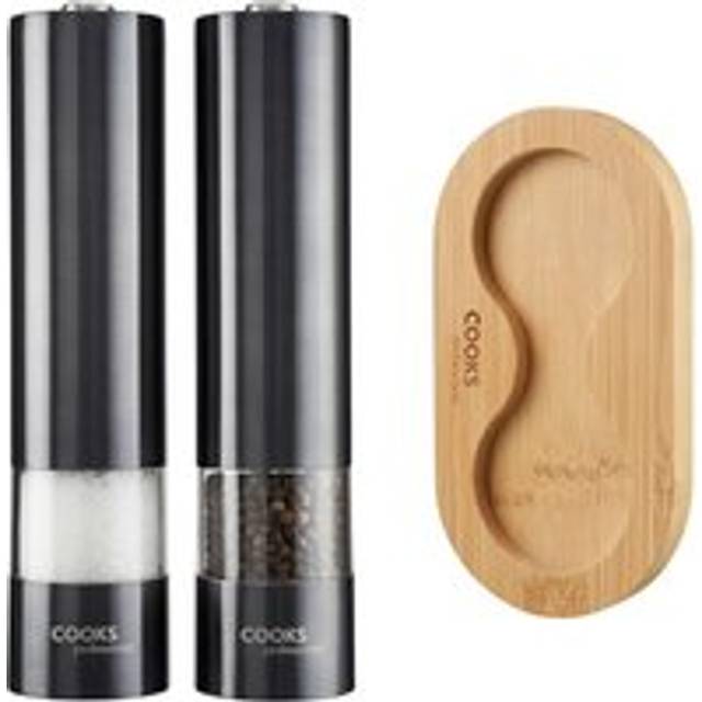 Cooks Professional Electric Graphite Salt and Pepper Mill Grinder with Stand - Grey