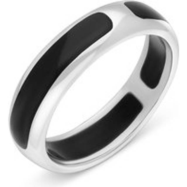 Sterling Silver Whitby Jet 6mm Wedding Ring