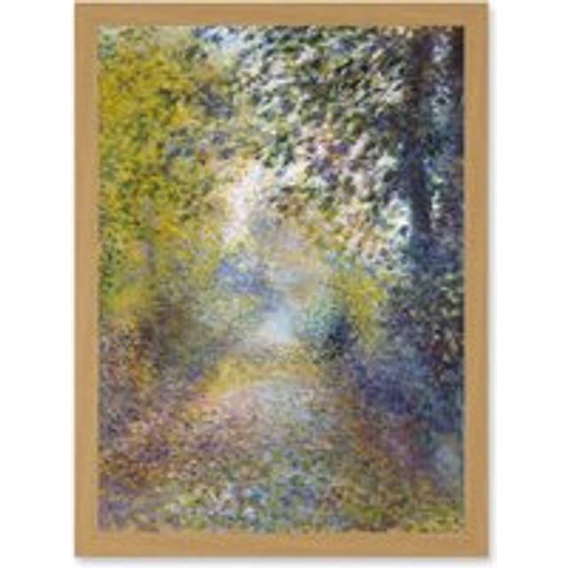 Renoir In The Woods Painting Landscape Artwork Framed Wall Art Print A4 - Tan - One Size