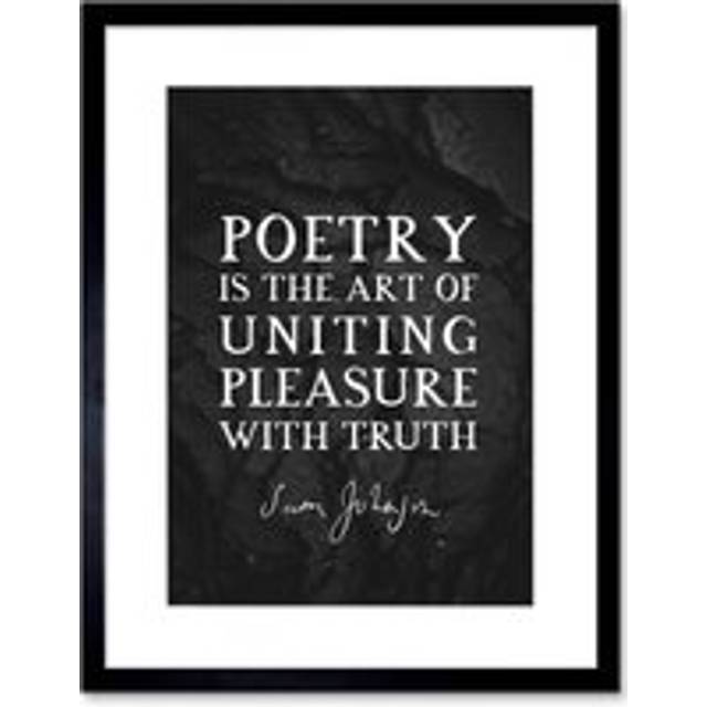 Wall Art Print Slate Quote Samuel Johnson Poetry Artwork Framed 9X7 Inch - Black - W7 inch x H9 inch