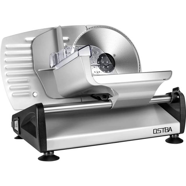 Meat Slicer Electric Deli Food Slicer with Child Lock Protection, Removable 19cm Stainless Steel Blade and Food Carriage, 0-15mm Adjustable Thic