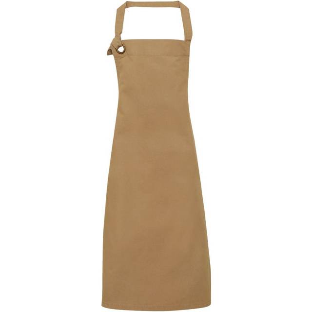 (One Size, Khaki) Premier Unisex Calibre Heavy Cotton Canvas Bib Apron (Pack of 2)