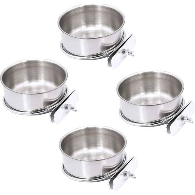 4 Pack Bird Cage Food Water Dispenser Parrot Food Dish Cup for Cage, Bird Food Holder Container