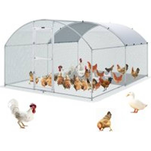 Mophorn - vevor Large Metal Chicken Coop with Run, Walkin Chicken Coop for Yard with Waterproof Cover, 13.1 x 9.8 x 6.6 ft, Dome Roof Large Poultry