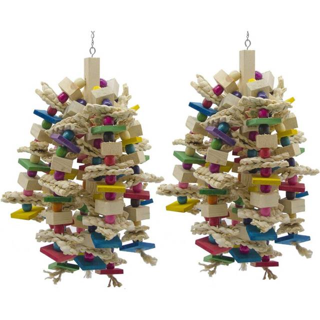 2X Parrot Chewing Toy - Bird Parrot Blocks Knots Tearing Toy Bird Cage Bite Toy For African Grey Macaws Cockatoos