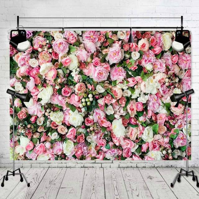 Art Studio 3D Flower Photo Background Pink Rose Photography Backdrop for Pictures Newborn Bridal Shower Birthday Party 7x5FT