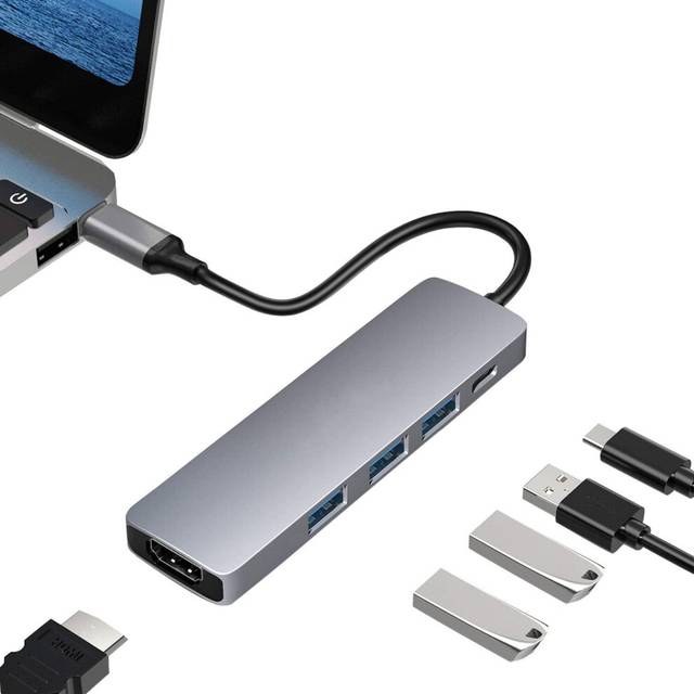 5 in 1 USB-C Hub Docking Station Adapter 2*USB 3.0 1*Type-C 1*HDMI for Computer U Dish Mobile Phone