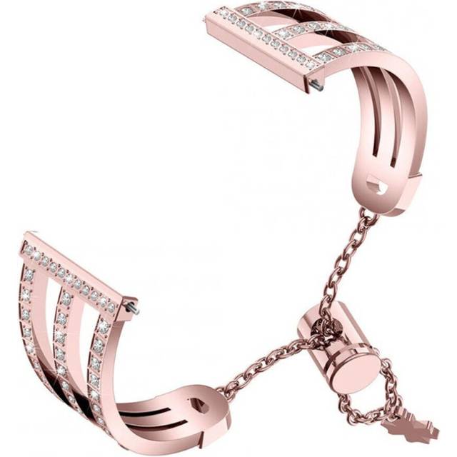 Metal Watch Strap Treble Diamante Strap for Fitbit versa 2 Rose powder