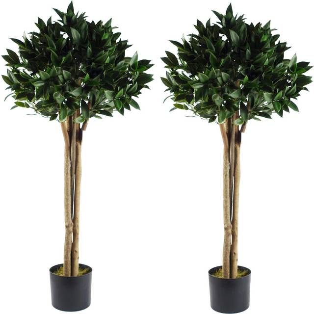 2 Piece Topiary Bay Tree - Green (120cm H X 50cm W X 50cm D)