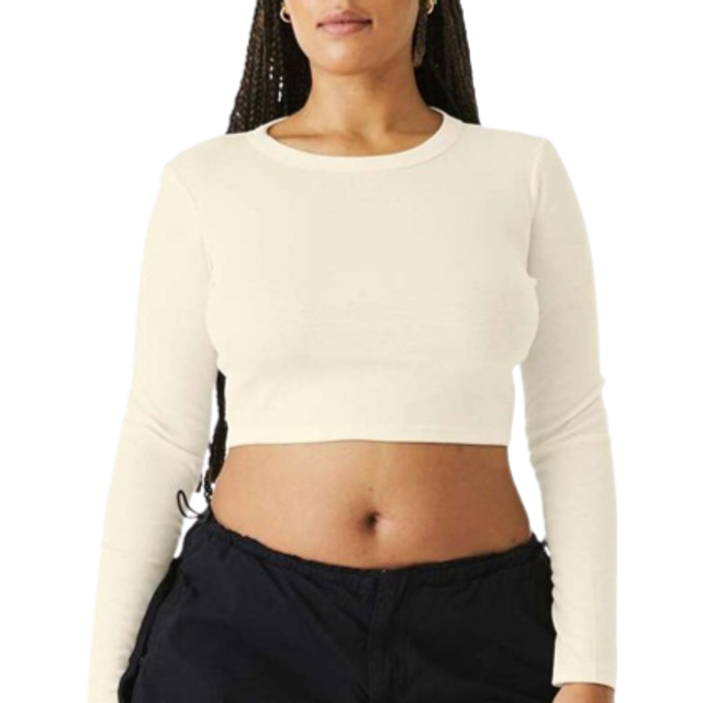 Bella+Canvas Women's Micro Rib Long Sleeve Tee S Solid Natural Blend