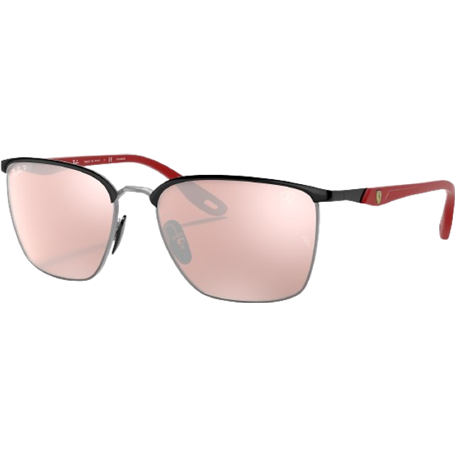 Ray - Ban Unisex RB3673M SCUDERIA FERRARI COLLECTION F060H2 Solglasögon Metall Svart Silver Fyrkantig Polariserad Spegel